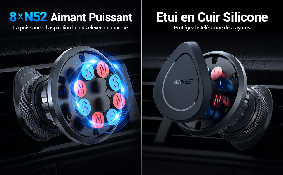 Support porte telephone téléphone voiture magnétique aimanté ventouse iphone samsung huawei xiaomi