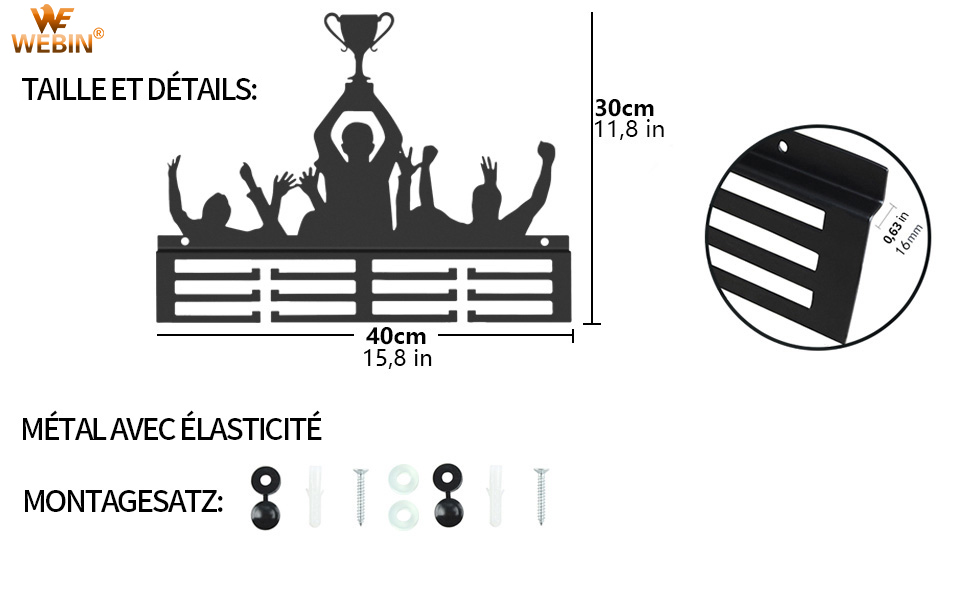 Cintre de médaille pour mes Cup Trophytaille-détails