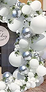 Macaron Silver White Balloon Arch Kit