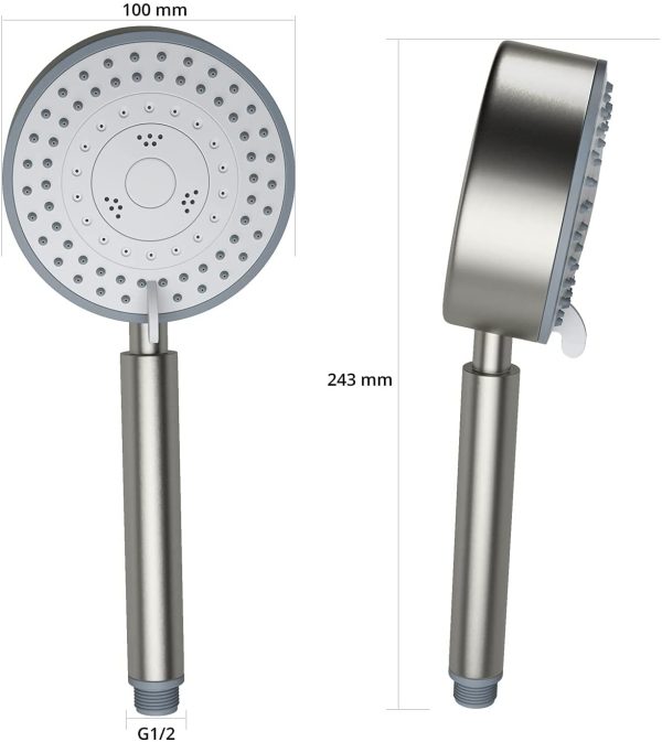 Pommeau de Douche, Pommeau Douche Economiseur D'eau avec Tuyau 2M Douchette Douche Aalle de Bain Economie d'Eau Haute Pression en Acier Inoxydable 304 Installation et Nettoyage Faciles – Image 6