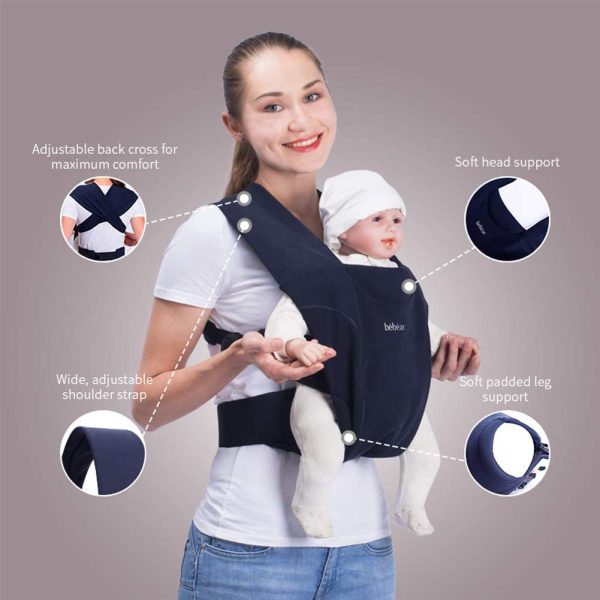 Bebamour Porte-bébé pour nouveau-né Embrace Porte-bébé pour nouveau-né de 3,2 à 11,3 kg, 100 % coton (noir citron) – Image 9