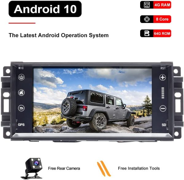 pour Jeep Wrangler JK Dodge Ram Challenger Chrysler Android 10.0 Octa Core 4 Go de RAM 64 Go de ROM 7" Autoradio Stéréo GPS Lecteur Multimédia Support Voiture Auto Play/TPMS/OBD/4G WiFi/Dab – Image 5