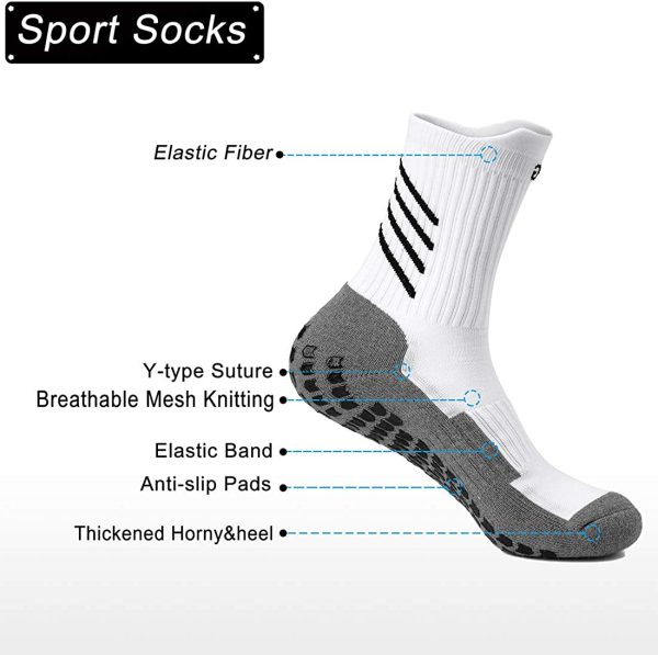 Gogogoal Chaussette de sport antidérapante pour hommes femmes, epaisse respirant athlétisme Chaussettes pour football basketball handball rugby velo trekking Yoga aptitude – Image 2