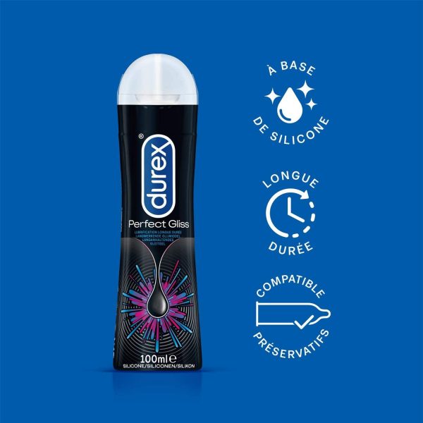 Durex - Lot de 2 Gels Lubrifiants intimes sexuels - Perfect Gliss Lubrifiant Anal Silicone 100ml - Gel Sexuel Intime Sensitive 50ml – Image 3