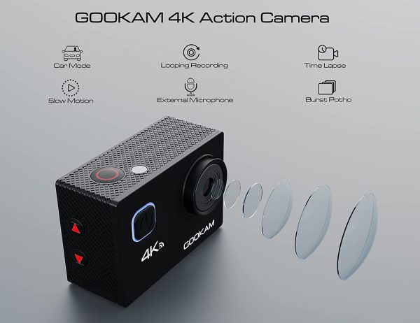 Caméra Sport 4K WiFi 20MP Ultra HD, Étanche 40M 170°Grand-Angle 2.0 '' LCD avec Microphone Externe 2.4G Télécommande, Caméra d’Action avec 2 Batteries Rechargeables et Kit d'Accessoires - GO 2 – Image 6