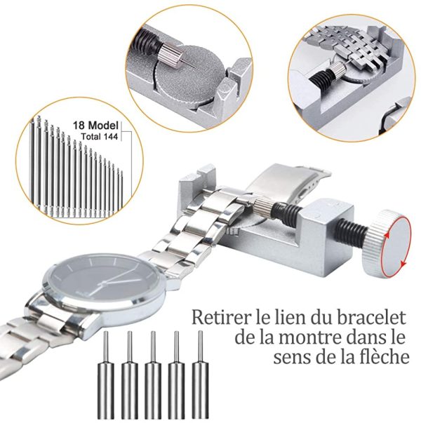 E·Durable Kit de réparation de Montre Outil de réparation Professionnels Remplacement des Pile Outil Removaler Barres de Ressort Épingles Kit d'outils – Image 3