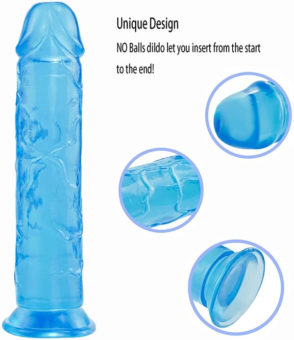 Gode Réaliste pour Femme, 18 CM Bleu Gode Anale Petit avec Ventouse Forte, Souple Réplique du Pénis, Godemiché Sex Toys pour Couples Anal Clitoris Masturbation – Image 2