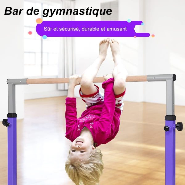 Costway Barre Gymnastique en Acier Hauteur Réglable de 91 à 150CM Capacité de poids100KG pour Ecole, Maison, Jardin Diamètre 4CM