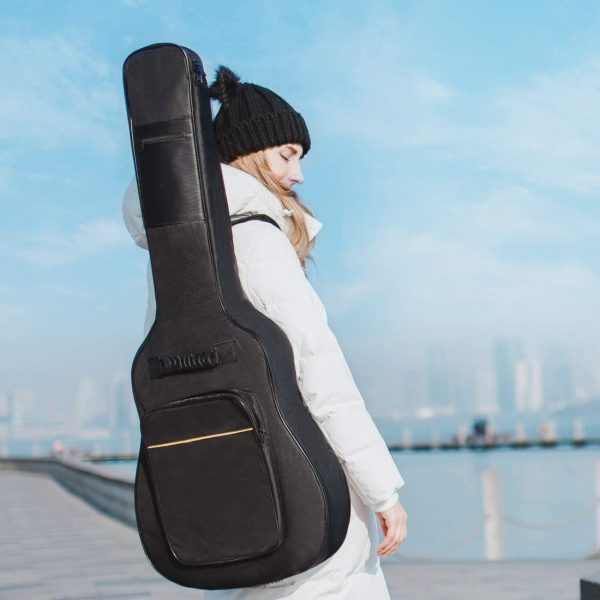 CAHAYA Housse de Guitare en Nylon Oxford Etui pour Guitare Etanche avec Poches Externes Housse pour Guitaire Classique et Guitare Acoustique Folk 39’??0’??1’?? Noir