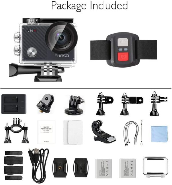 Caméra Sport 4K Etanche WiFi ?? Action Caméra Sportive Ultra Full HD Stabilisateur avec Télécommande Écran Tactile 30fps Angle Réglable 131 Pieds sous Marine 2 Batteries Kit d'Accessoires ??V50X – Image 3