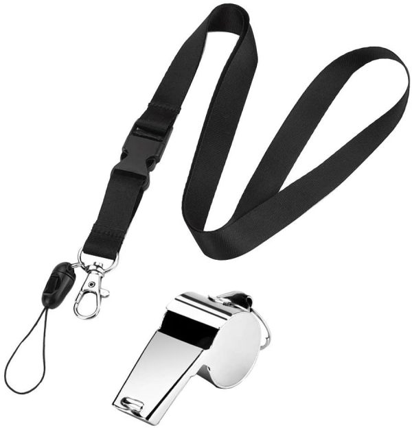 Sifflet de Sécurité Sifflet de Sport Metal Sifflet Cordon de Sifflet avec Détachable Boucle Lanière