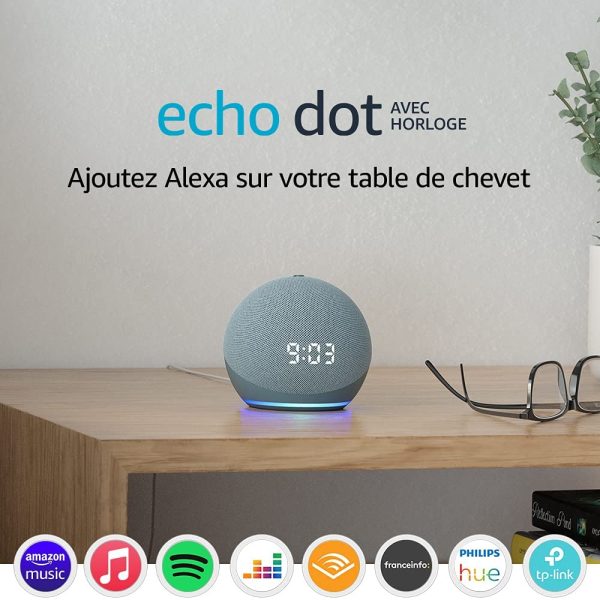 Echo Dot (4e génération), Enceinte connectée avec horloge et Alexa, Bleu-gris – Image 3