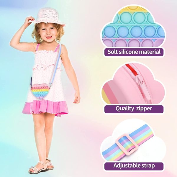 Pop Sac it Fidget Toys, Creative en Forme de Coeur Pop Sac it à Main, Fashion Fille Pop Sac, Pop Sac it Bandoulière Poppets Anti-Stress Jouets, Pop Bag it Jouets de décompression pour Enfants Adultes – Image 4