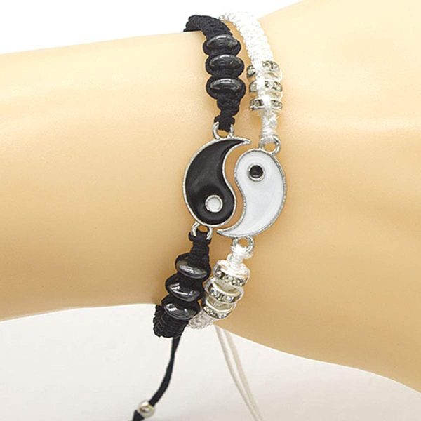 Bracelets Meilleur ami pour 2 Bracelet à cordon ajustable Yin Yang pour BFF Relation d'amitié Petit ami Petite amie Cadeau de la Saint-Valentin – Image 6