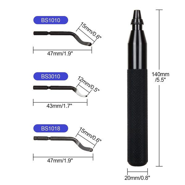 SHANQIAN Outils D'ébavurage avec Poignée Aluminium, 140mm Stylo Ebavureur avec 15 Lames Ebavureur de Rechange, Ebavureur pour l'impression 3D/ Ebavureur Plastique/Ebavureur Metal/Ebavureur Cuivre – Image 8