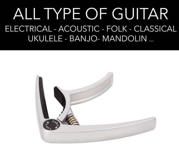 TAKIT Capodastre pour Guitare Acoustique et Electrique - GARANTIE À VIE - Qualité professionnelle - Argent