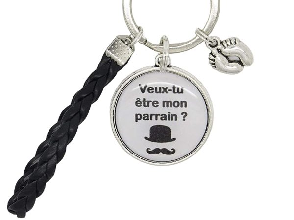 Porte Clés Personnalisable Cadeau pour un Parrain lors d'une Naissance Baptême Veux tu Etre mon Parrain – Image 2