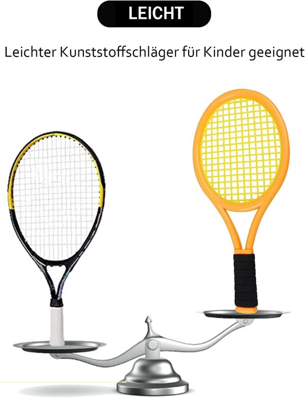 Crefotu Raquette de tennis pour enfant avec sac, raquette en plastique comprenant 4 balles en mousse, 6 volants de badminton pour enfants (plus de 3 ans), jeu de sport en extérieur/intérieur – Image 9