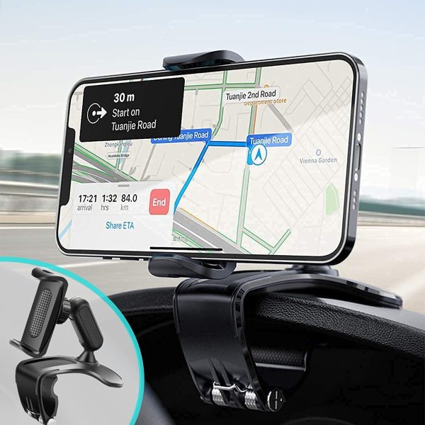 Support de téléphone de Voiture , rétroviseur Multifonction pour Tableau de Bord de Voiture avec Pince à Ressort réglable à 360 °, adapté aux Smartphones de 4 à 7 Pouces – Image 4