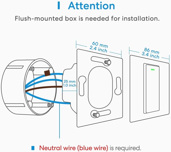 Interrupteur Va et Vient WiFi (FIL NEUTRE REQUIS), Interrupteur à 2 Voies Intelligent Compatible avec Apple HomeKit, Siri, Alexa, Google Home et SmartThings, Contrôle à Distance et Commande Vocale – Image 5