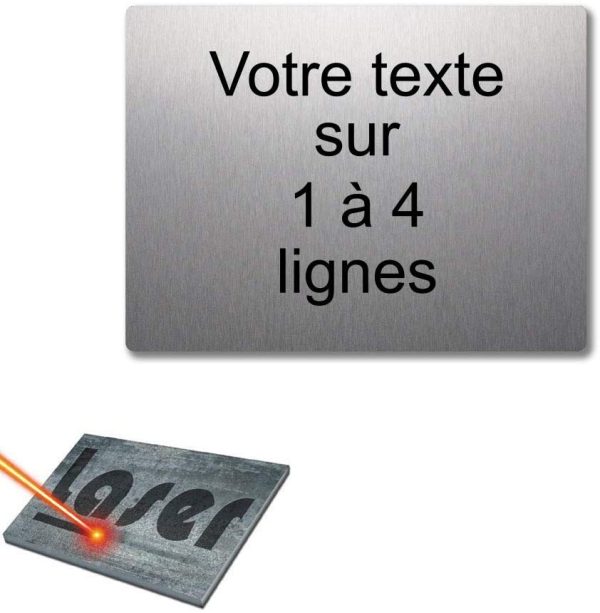 Plaque gravée personnalisée 1 à 4 Lignes 20x15cm autocollante Alu Brossé