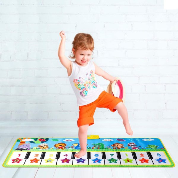 EXTSUD Tapis de Piano Tapis Musical Bébé 132x64cm Grand Tapis de Danse Tapis de Jeu Musical Instrument Touch Jeu Clavier Jouet éducatif pour Enfants Fille garçon – Image 2