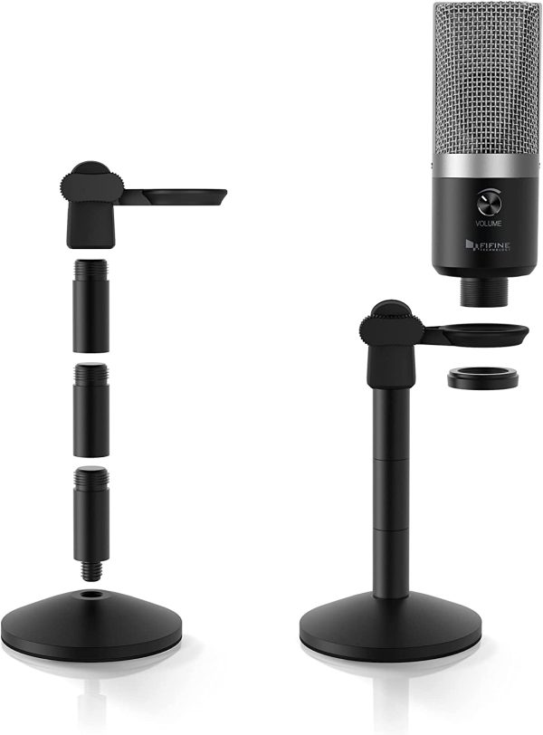 FIFINE USB Microphone, Microphone PC pour ordinateurs Mac et Windows, optimisé pour l’enregistrement, lecture en transit de Twitch, voix silence, podcasting pour YouTube, discussions sur Skype. (K670) – Image 5