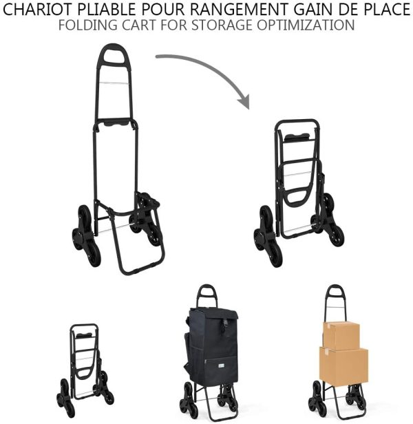 VOUNOT Chariot de Courses Solide Pliable avec Compartiment Isotherme 6 Roues 3 en 1 Sac à Dos Sac de Rangement Caddie Panier Montant Escalier Grande Capacité de 40L Charge Max 30Kg – Image 4