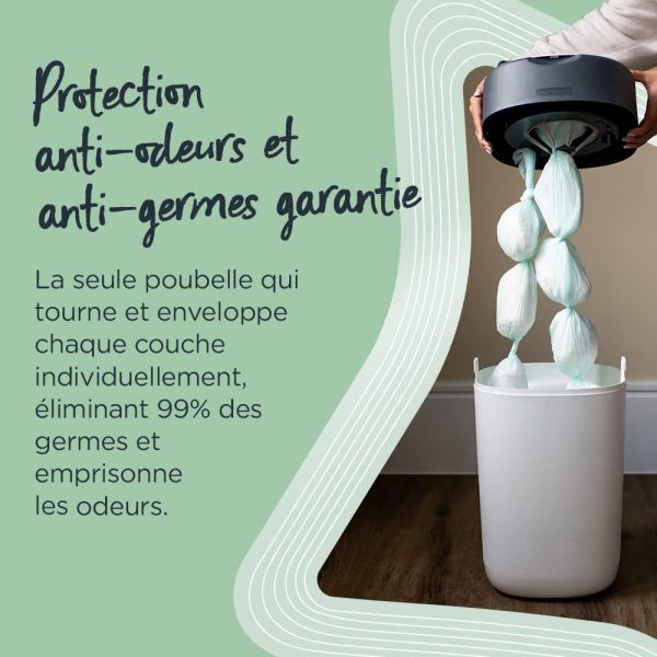 Tommee Tippee Twist/Click Sangenic Tec Set Débutant Poubelle à Couches Protection Anti-Odeur/Germe Garantie 12X Recharges Blanc – Image 8