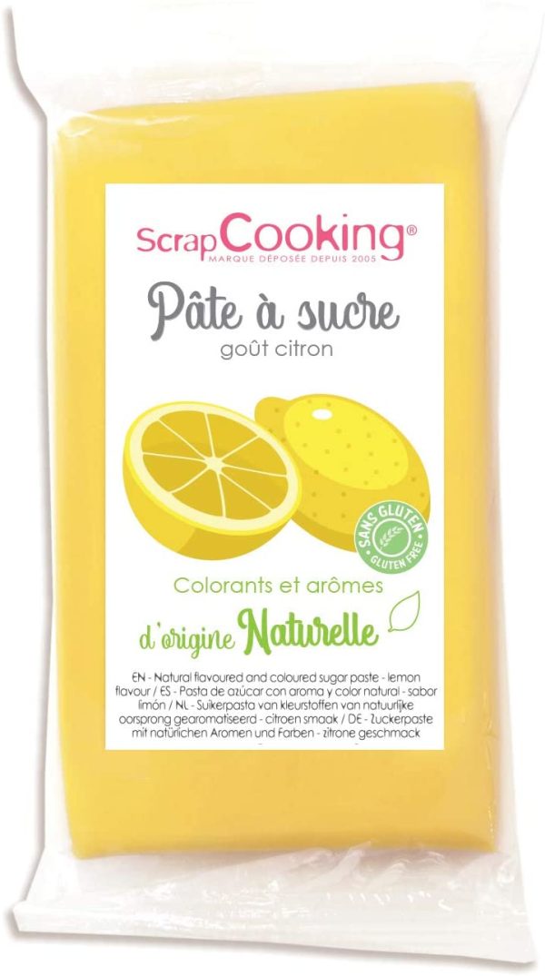 Pâte à Sucre Jaune Goût Citron d'Origine Naturelle 250 g