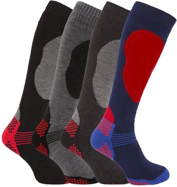 Chaussettes de Ski Lot de 4 Long Thermique Haute Performance Homme ( EU 39 - 45 ) - Multicolore – Image 4