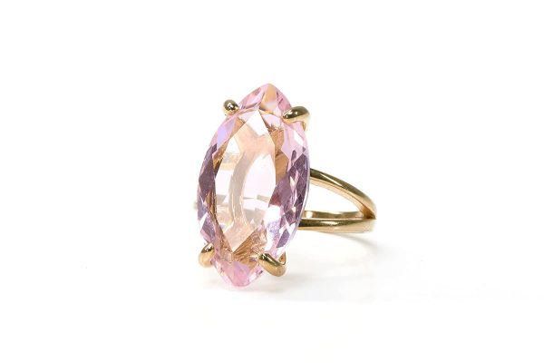 Élégant Bague En Quartz Rose En Or Rose 14k - Bijoux Faits Main Pour Les Anniversaires, Les Fêtes - Bagues Mode Pour Femmes - Boîte Cadeau Gratuite – Image 3