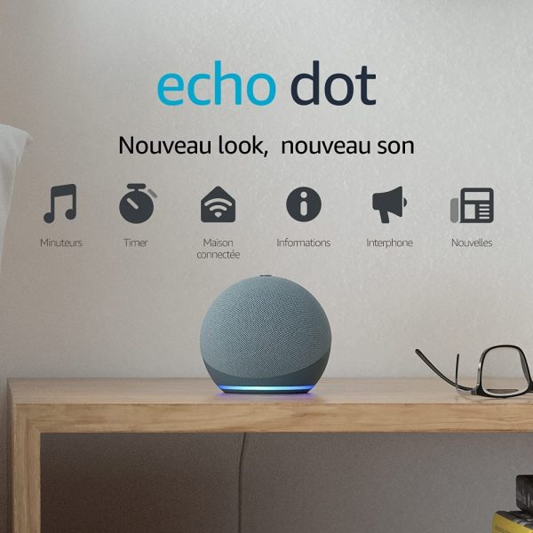 Echo Dot (4e génération), Enceinte connectée avec Alexa, Bleu-gris – Image 3