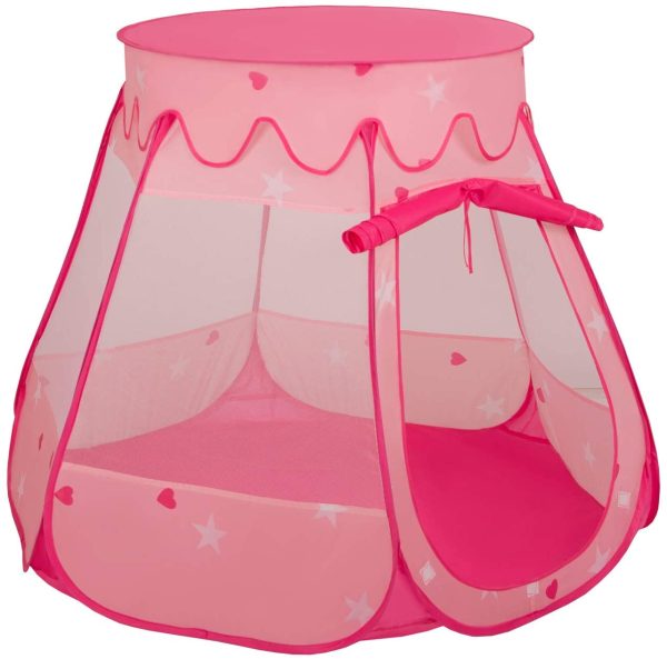 Selonis Tente 105X90cm/100 Balles Château avec Les Balles Plastiques Piscine À Balles pour Enfants, Rose: Rose Poudré-Perle-Transparent – Image 3