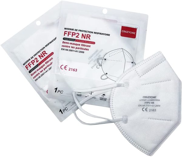 CRAZYCHIC - Masque FFP2 NR Certifié Norme CE EN149 - Masque de Protection Respiratoire - Haute Filtration 5 Couches - Stock France Livraison Rapide – Image 3