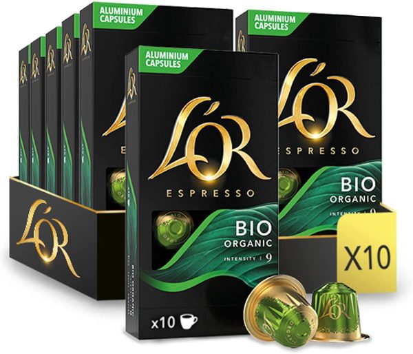 L'OR - Café Espresso - Organic Collection - Bio intensité 9 - Compatible Nespresso ®* - 10 packs x 10 capsules aluminium – Image 2