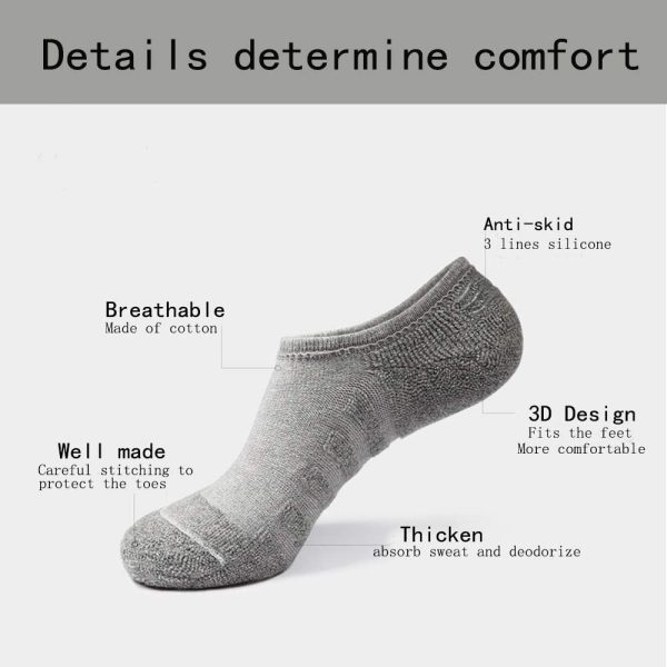 Budermmy Lot de 6 ou 10 paires Chaussettes Basses pour Femmes Hommes Invisible Socquettes Antiglisse de Sport en Coton – Image 6