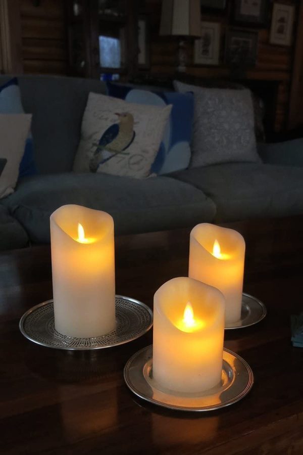 YongHaoYang Bougies LED,Bougies Sans Flamme.Lot de 3 (10 12.5 15cm), Avec Vacillement des Flammes Très Réaliste, Télécommande Avec 10 Menus De Fonction, Minuterie de 24 Heures – Image 5