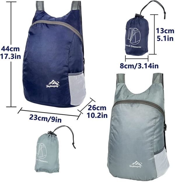 Feibmir 2 Sacs à Dos Pliables ultralégers, Sacs à Dos de randonnée hydrofuges, Sacs à Dos Pliables pour Hommes Femmes Enfants Voyage Camping en Plein air Escalade Cyclisme Randonnée – Image 2