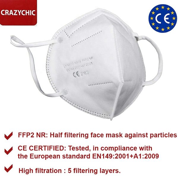 CRAZYCHIC - Masque FFP2 NR Certifié Norme CE EN149 - Masque de Protection Respiratoire - Haute Filtration 5 Couches - Stock France Livraison Rapide – Image 7