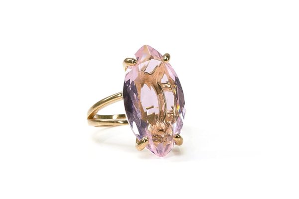 Élégant Bague En Quartz Rose En Or Rose 14k - Bijoux Faits Main Pour Les Anniversaires, Les Fêtes - Bagues Mode Pour Femmes - Boîte Cadeau Gratuite – Image 2