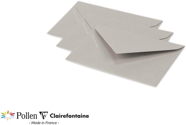 54070C - Paquet de 20 Enveloppes Gommées - Format 7,5x10cm - 120g/m² - Coloris Argent - Invitation Evènements et Correspondance - Gamme Pollen - Papier Premium Lisse – Image 3