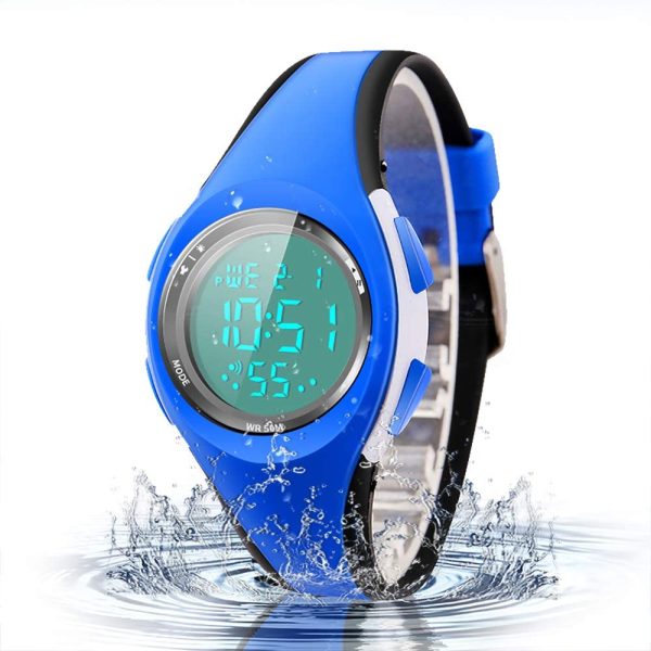 Montre Enfant Garon Fille Adolescent Digitale Outdoor Sport Multifonction tanche LED Lumire Alarme Calendrier Date avec Bande Montre (Blue) – Image 6