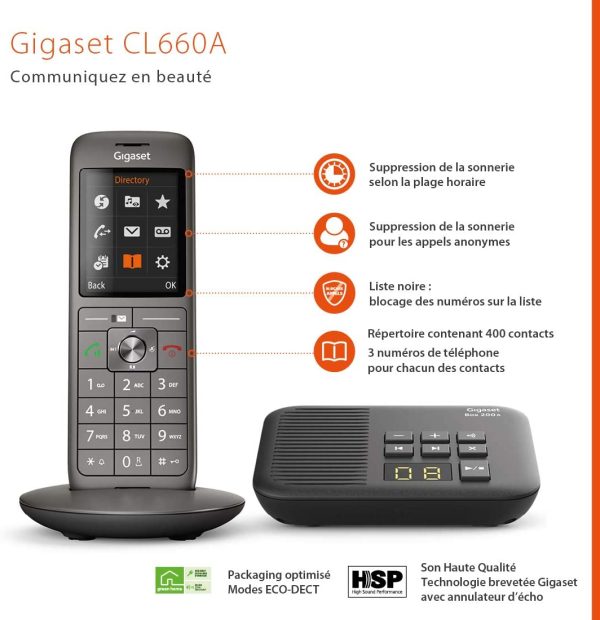 CL660A Solo - Téléphone fixe sans fil - Répondeur - Gris Anthracite [Version Française]