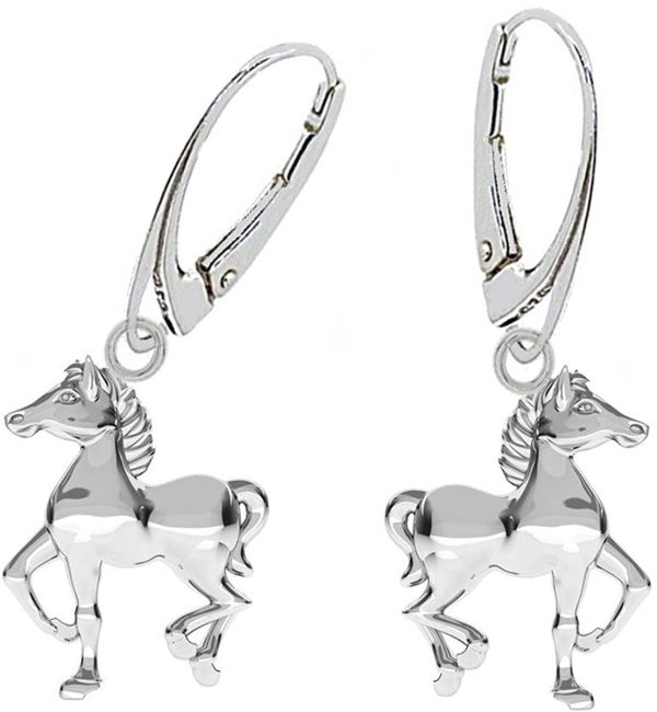 Goldene Hufeisen Boucles d'oreilles en forme de cheval, en argent 925 véritable, pour fille et femme – Image 3