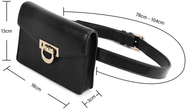 ECOSUSI Sac Banane Femme Sac Ceinture en Cuir PU Petit Sac Bandoulière Femme Fanny Pack Sac Taille pour Loisir/Voyage/Sports/Fête,Noir,S – Image 5