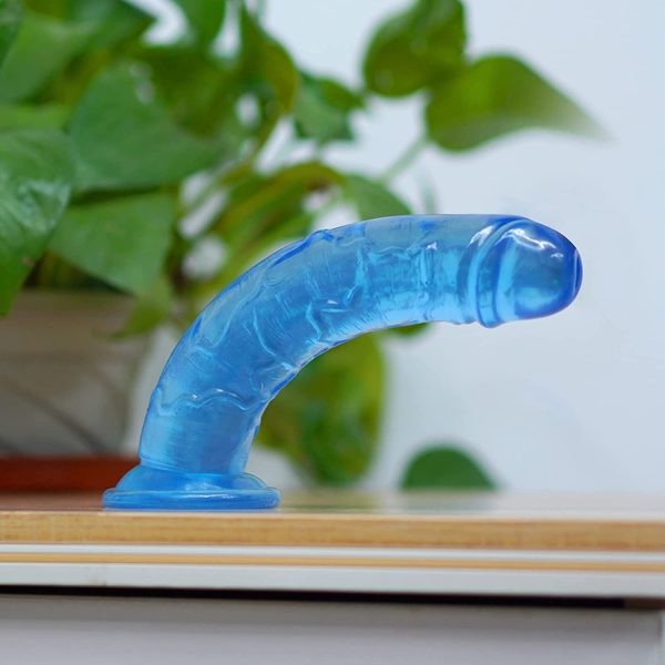 Gode Réaliste pour Femme, 18 CM Bleu Gode Anale Petit avec Ventouse Forte, Souple Réplique du Pénis, Godemiché Sex Toys pour Couples Anal Clitoris Masturbation