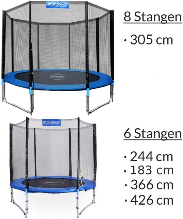 Deuba Filet de sécurité pour Trampoline 6 Poteaux Ø 183 cm en polyéthylène résistant aux UV aux déchirures et aux intempéries Réseau Dense entrée fermable Filet de Protection