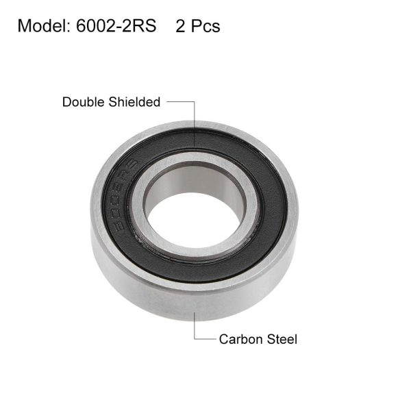 sourcing map 6002-2RS Roulements à Billes à Gorge Profonde Z2 15mm x 32mm x 9mm Double Blindé Acier Carbone 2Pcs – Image 4