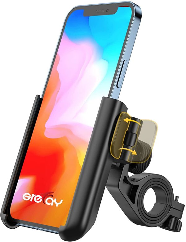 Grefay Support Téléphone Vélo,【Libération Rapide 1S??Support Telephone Moto, Universel Porte Vélo du Guidon avec 360° Rotation pour Les 3,5-7,0 Pouces Smartphones – Image 6